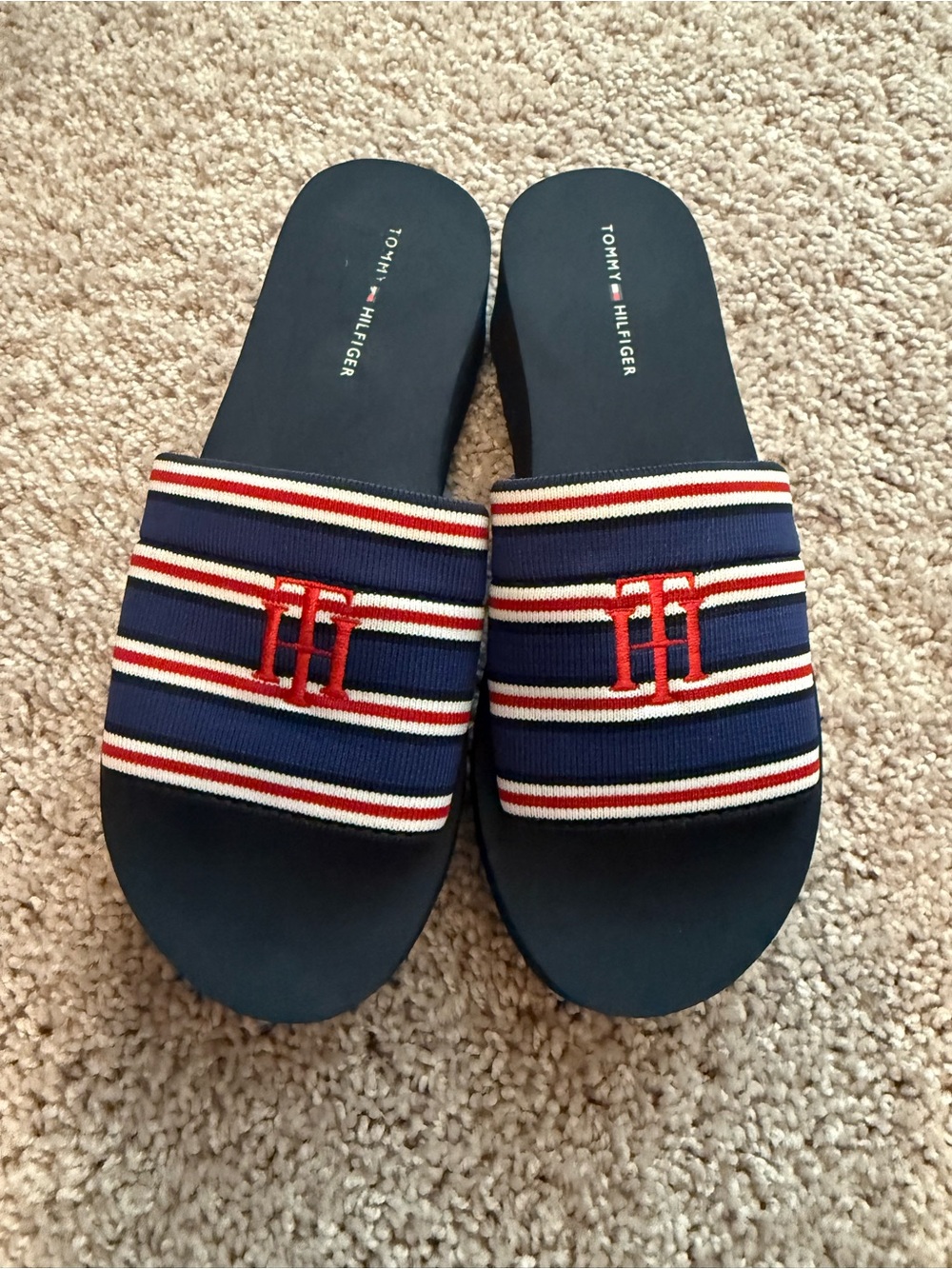 Tommy Hilfiger Navy Slide Sandals